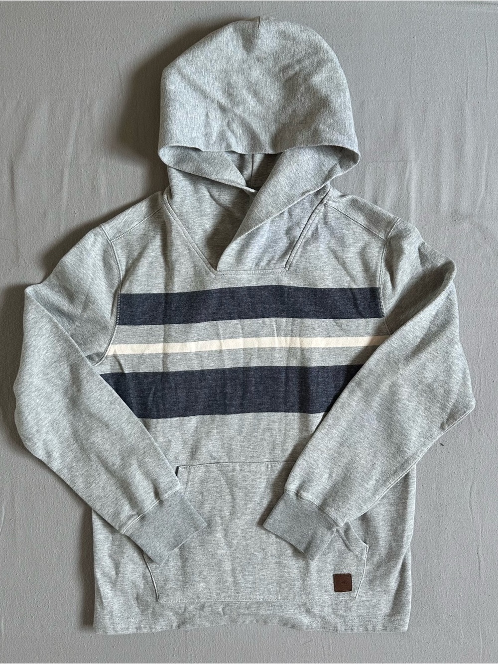 Roots Canada Striped Hooded Grey Mens Hoodie Sweatshirt size M